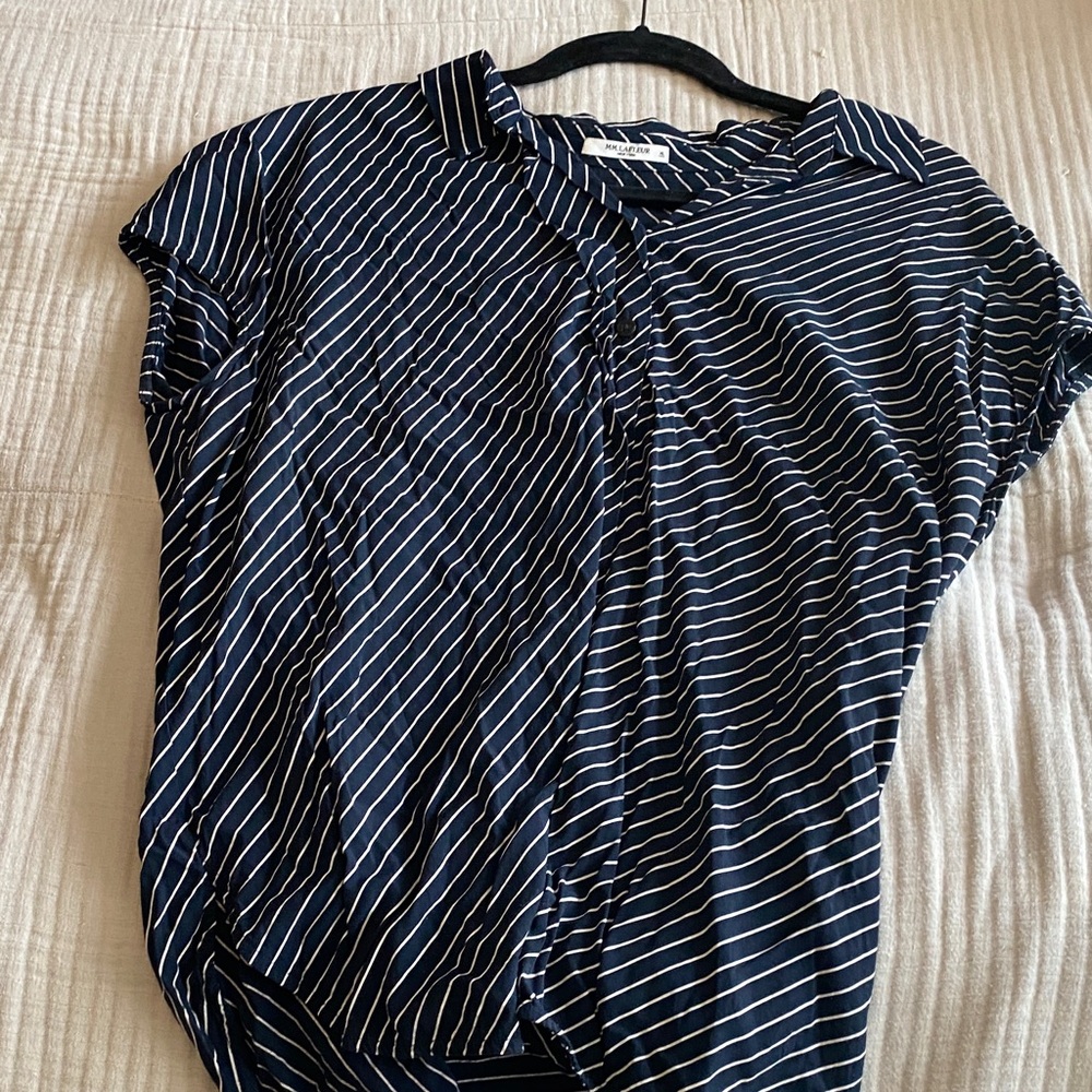 MM Lafleur Navy Striped Women's Top